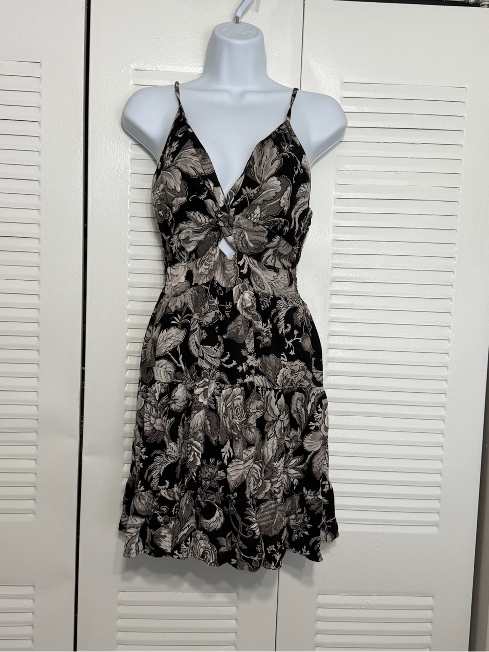 Whimsigoth Floral Mini Dress - Vintage Style Dark Coquette Boho Sundress